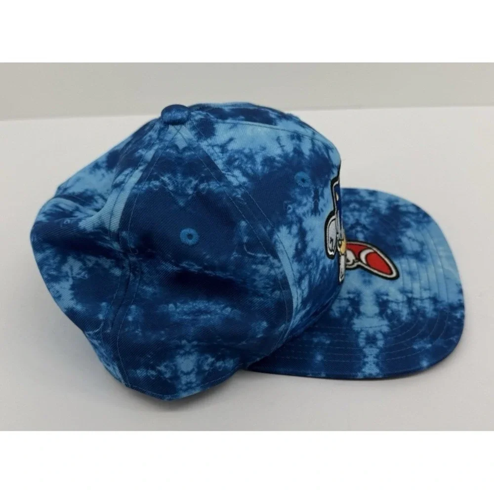 Sonic the Hedgehog Youth Snapback Hat Blue Tie Dye Embroidered Flat Brim Cap